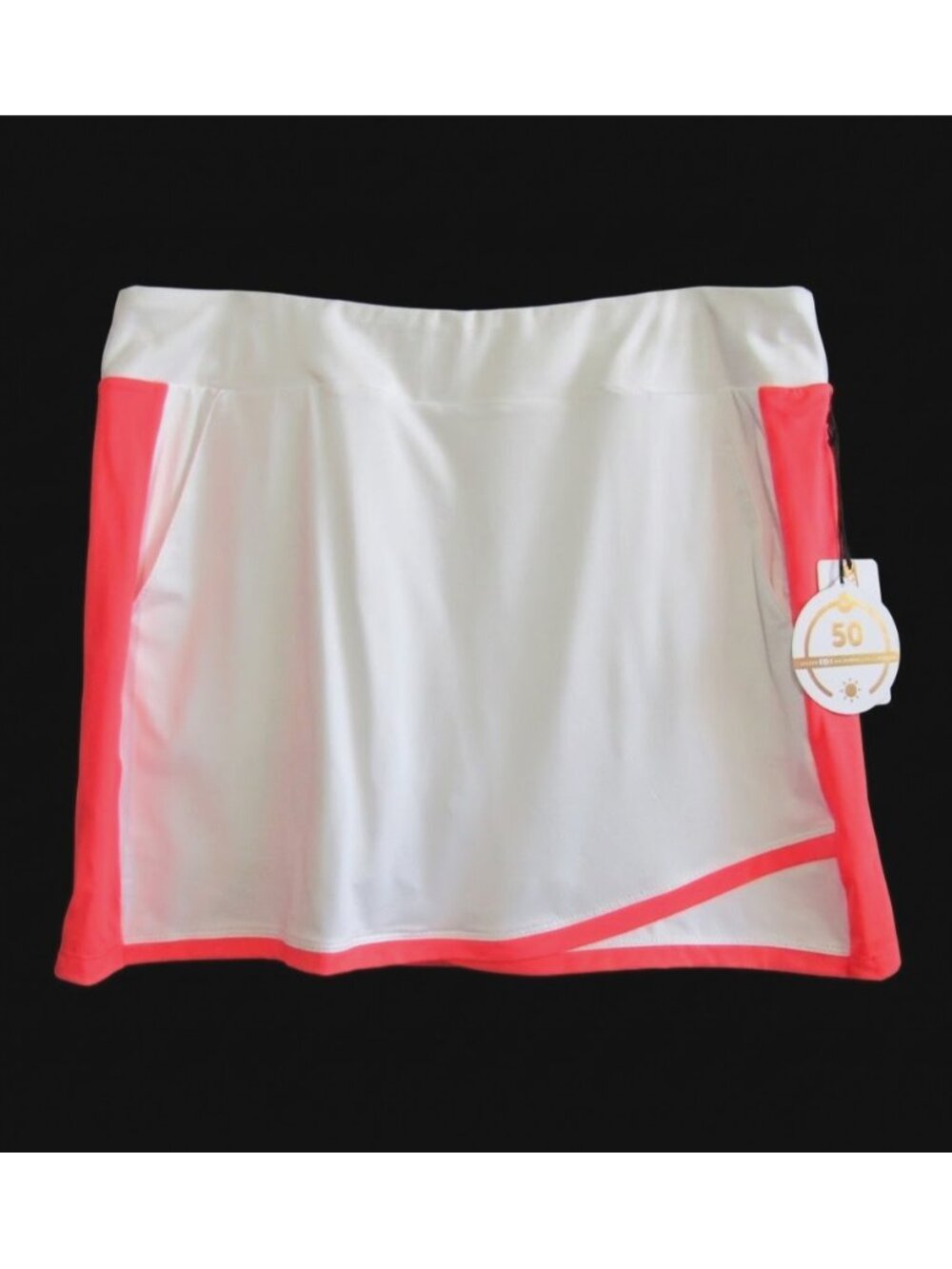 Tail White Label Womens Large Golf Tennis Skort Wrap Hem Pockets White Coral New